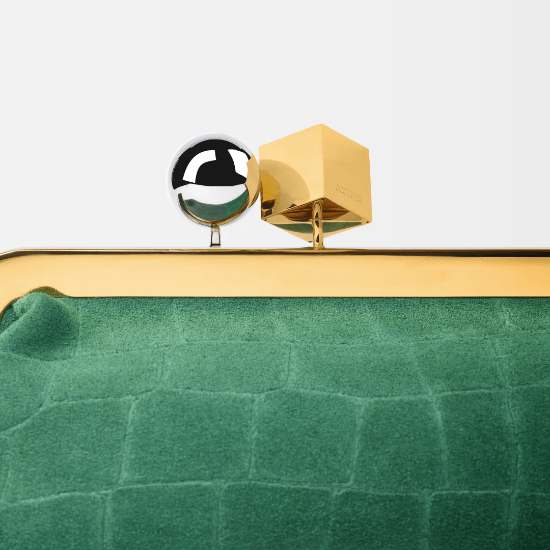 Jacquemus Le Salon Clutch In Suede With Crocodile Effect