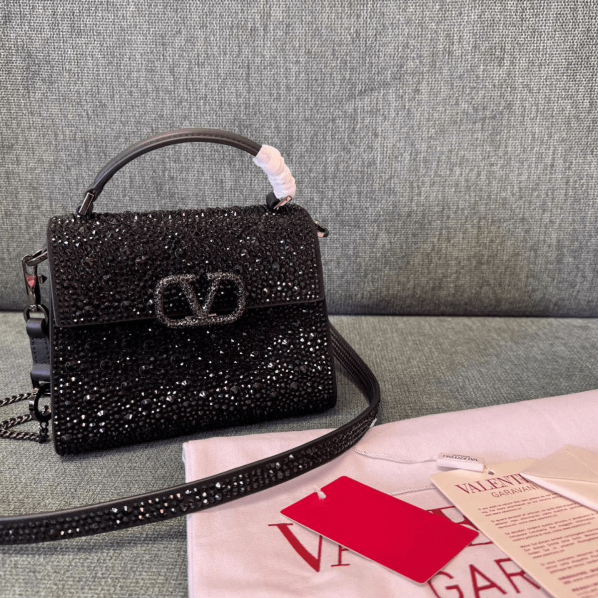 Valentino Garavani – VSLING Mini Bag with Crystals in Black