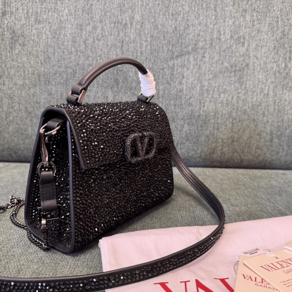 Valentino Garavani – VSLING Mini Bag with Crystals in Black