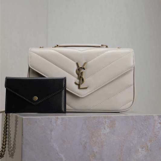 Saint Laurent Loulou Small Matelassé Lambskin Bag in White