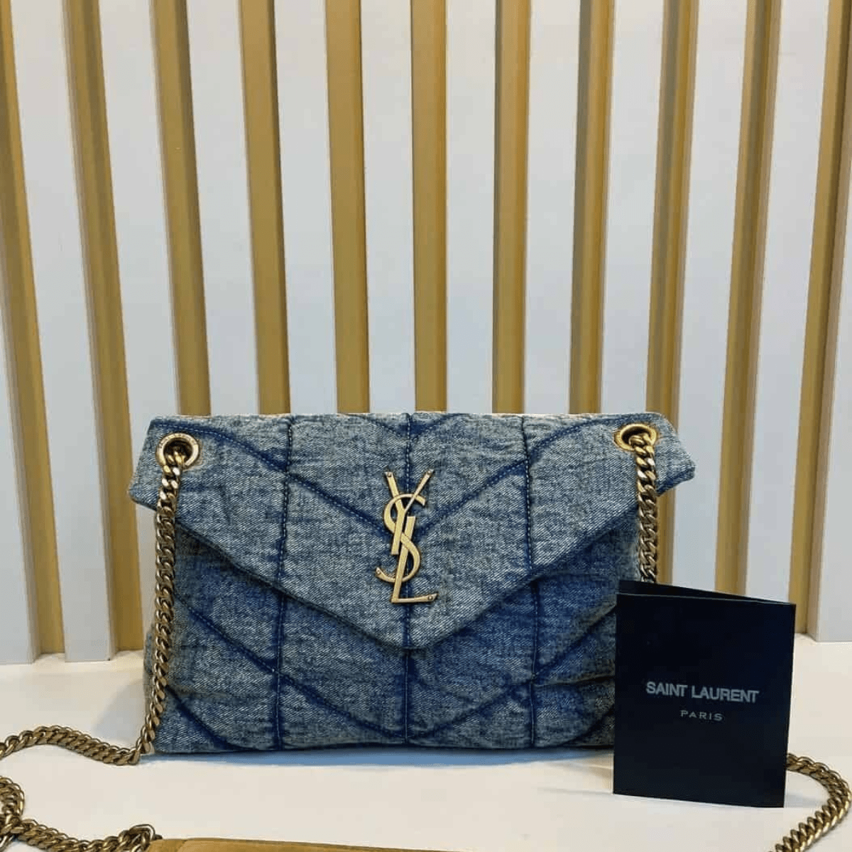 Saint Laurent Loulou Puffer Bag in Quilted Vintage Denim