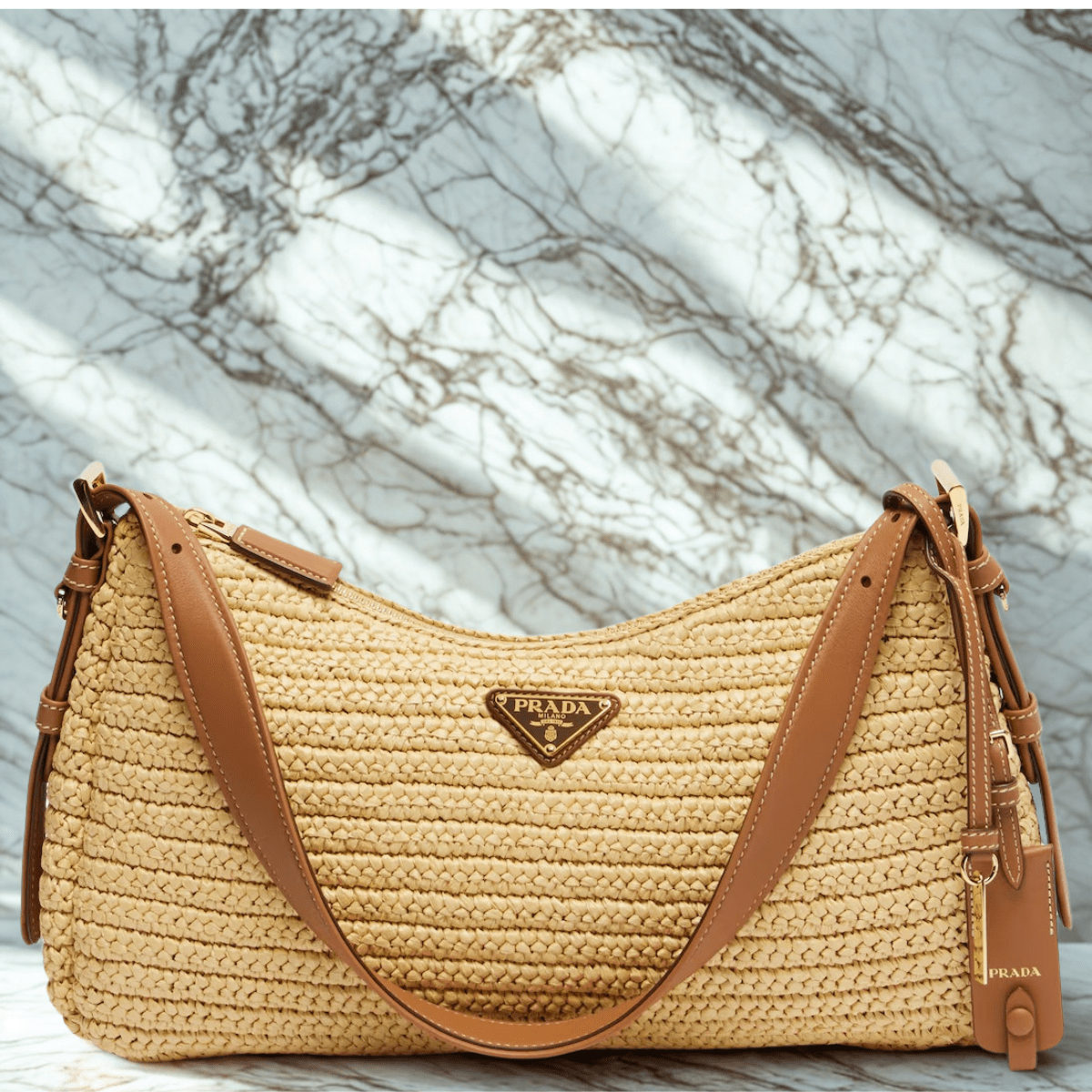 Prada – Aimée bag in crochet look and leather (Large)