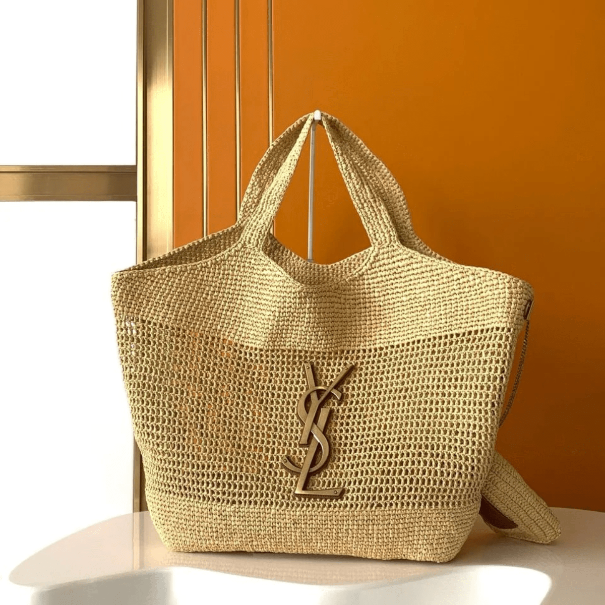 Yves Saint Laurent Icare Raffia Bag