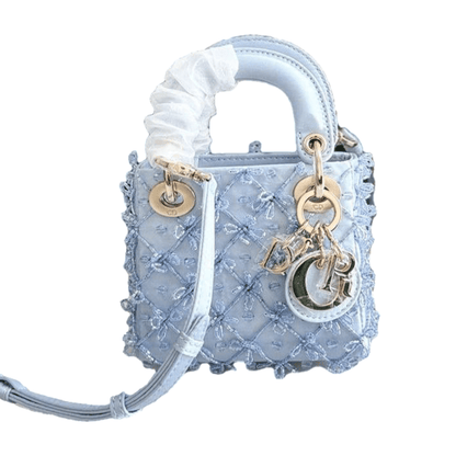 Lady Dior Micro - bag embroidered in blue