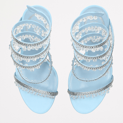 René Caovilla – Blue Chandelier Heel Sandals 105 mm