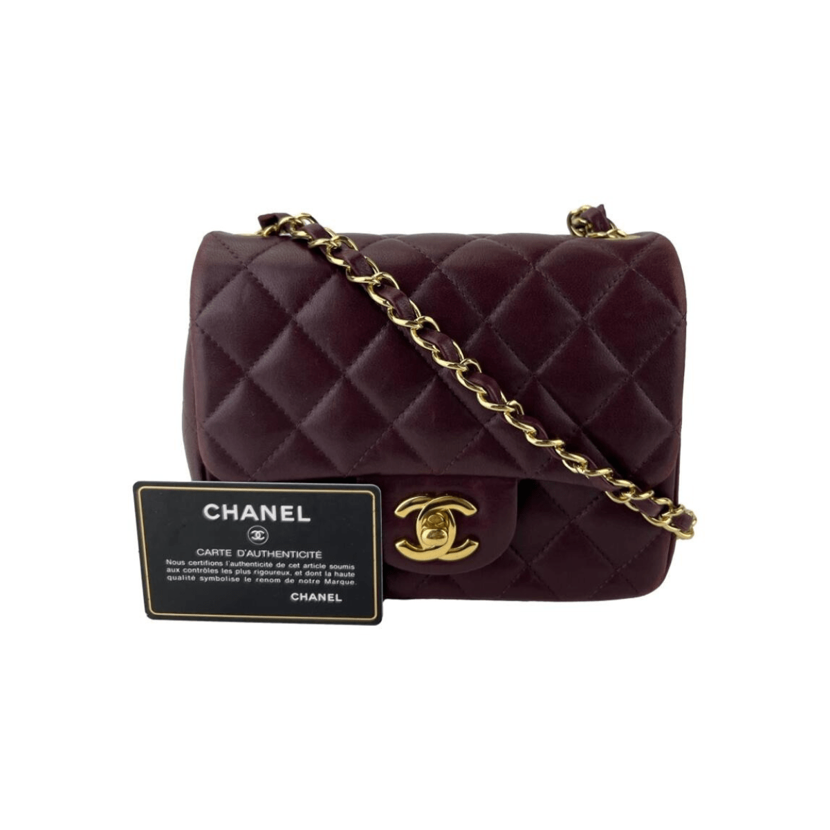 Chanel Mini Single Flap Wine