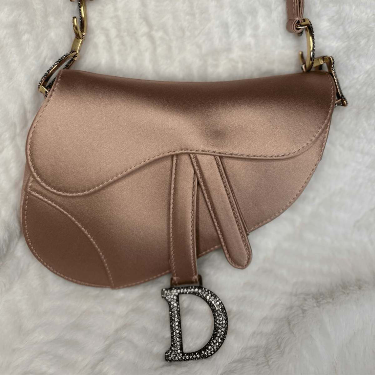 Dior Mini-Saddle-Bag In Blush Satin