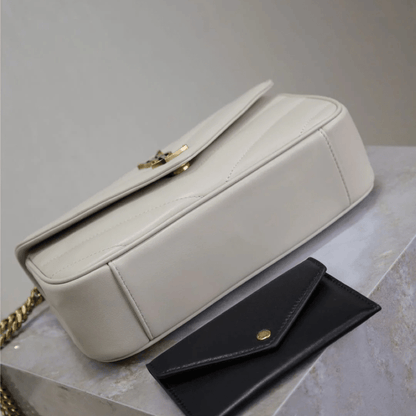 Saint Laurent Loulou Small Matelassé Lambskin Bag in White