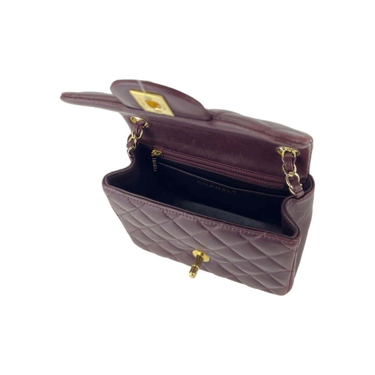 Chanel Mini Single Flap Wine