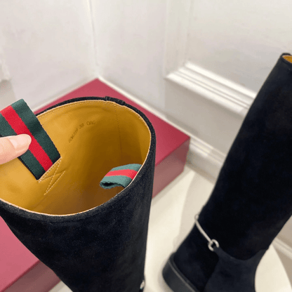 Gucci High Boots In Black Suede