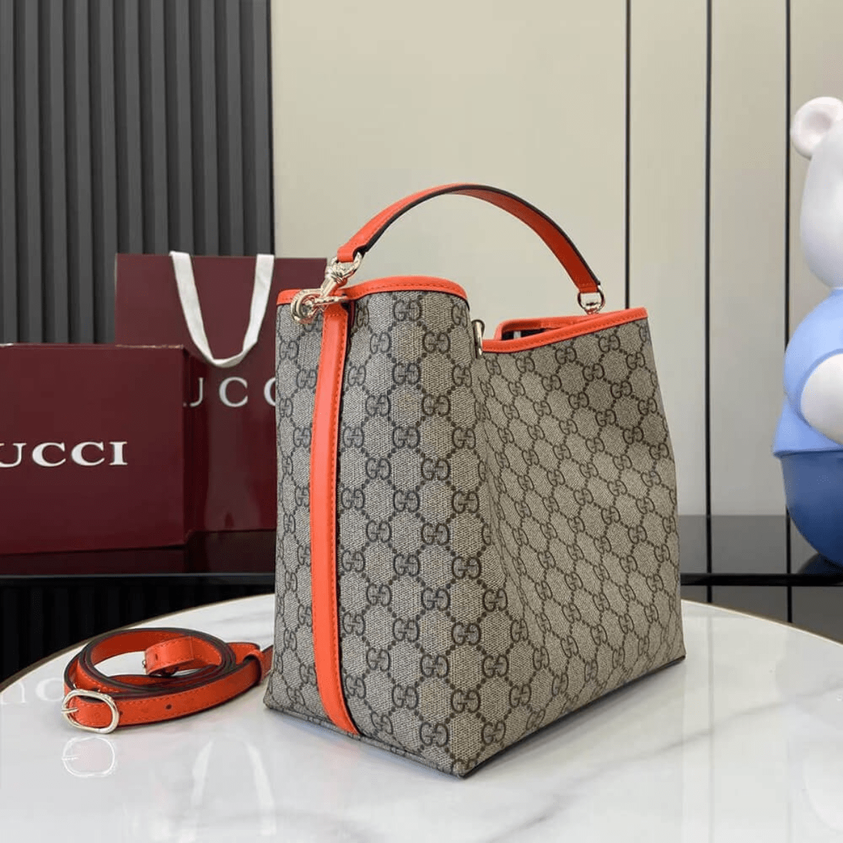 Gucci – Medium GG Emblem Bucket Bag
