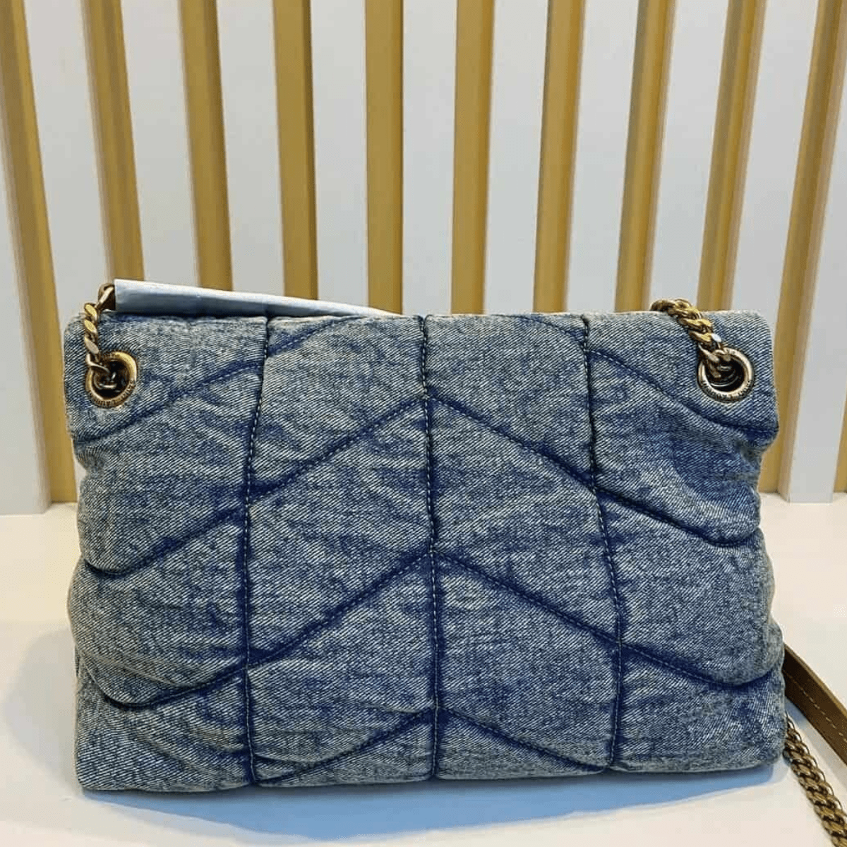 Saint Laurent Loulou Puffer Bag in Quilted Vintage Denim