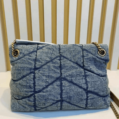 Saint Laurent Loulou Puffer Bag in Quilted Vintage Denim