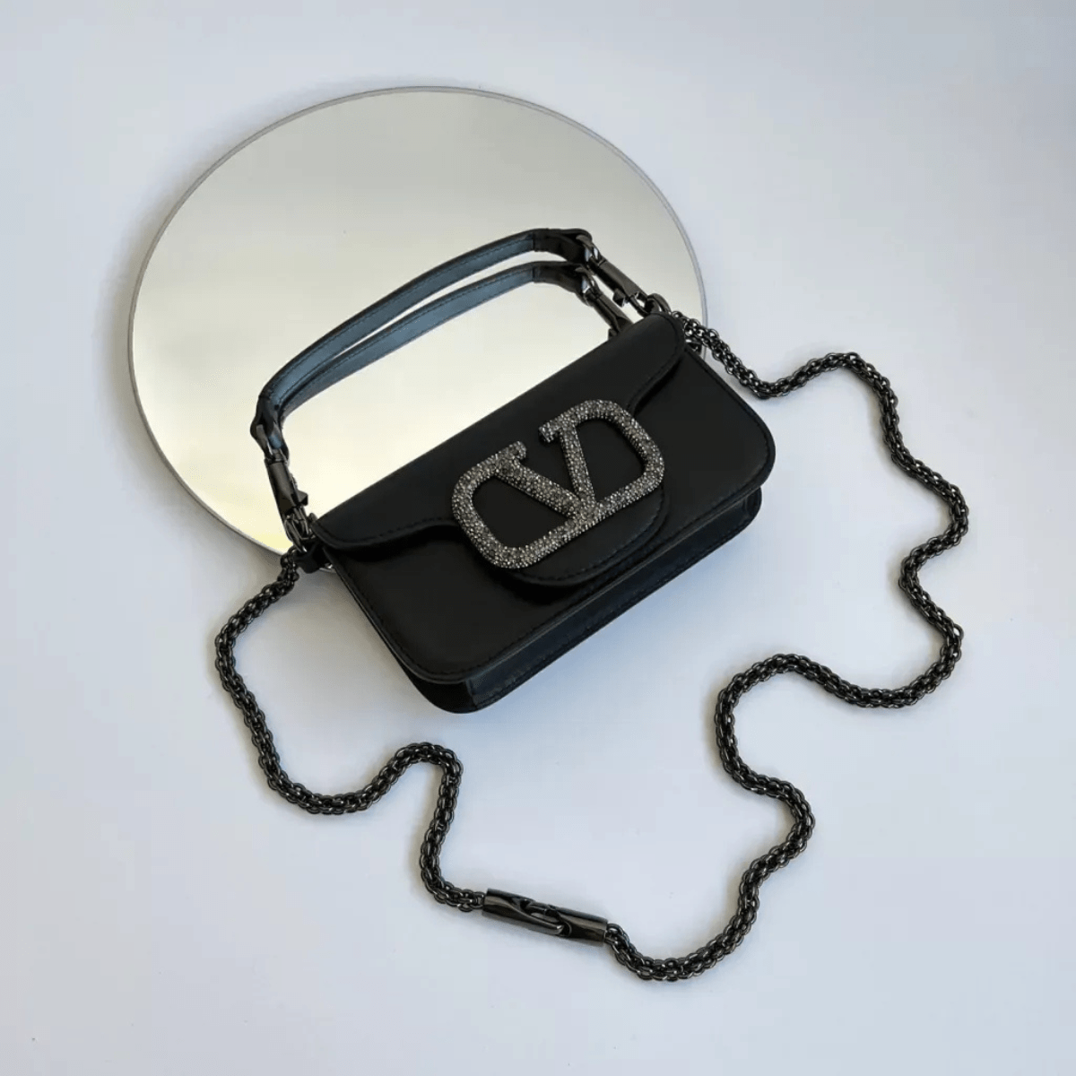 Valentino Garavani – Locò Small shoulder bag with crystal logo