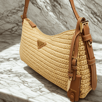 Prada – Aimée bag in crochet look and leather (Large)