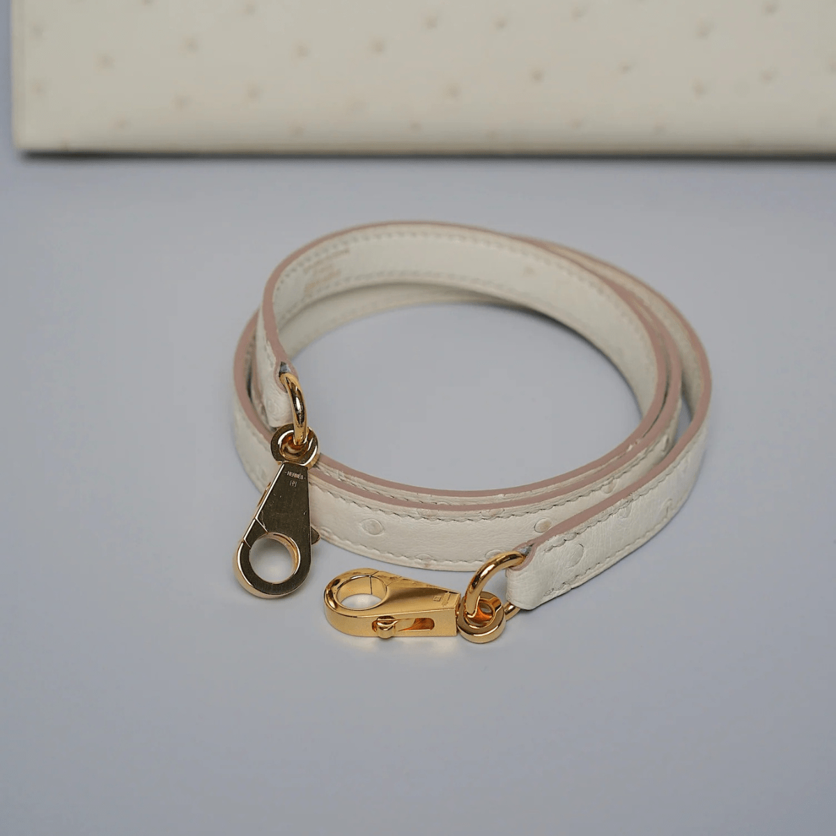 Hermès Kelly 25 In Concrete Ostrich Leather With Gold Hardware