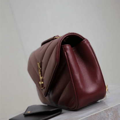 Saint Laurent Loulou Small Matelassé lambskin bag in Bordeaux