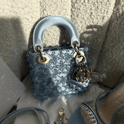 Lady Dior Micro Blue & René Caovilla Crystal Sandals Set
