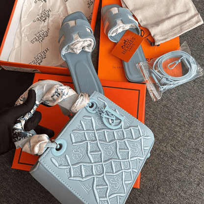 Hermès Oran Hellblau & Dior Lady D-Lite Blue Set