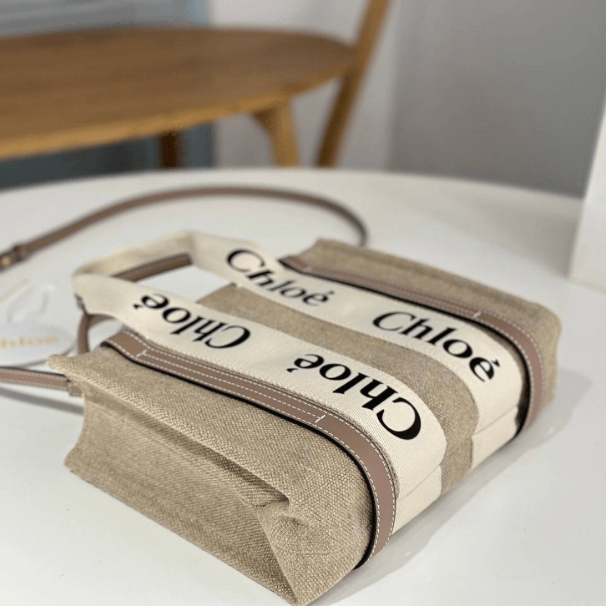 Large Woody Tasche aus Leinen von Chloé