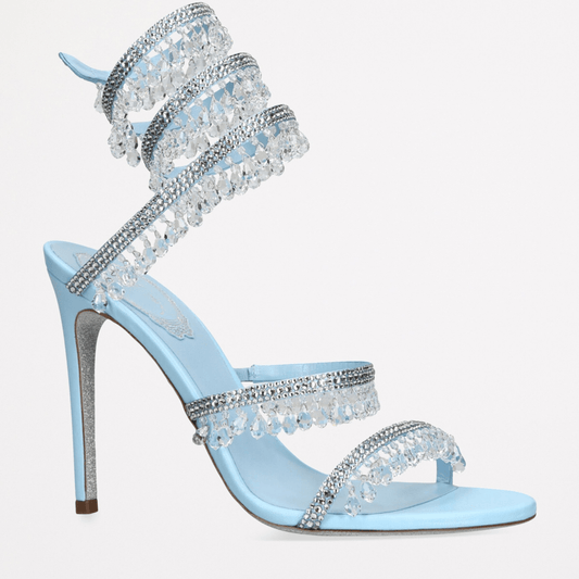 René Caovilla – Blue Chandelier Heel Sandals 105 mm