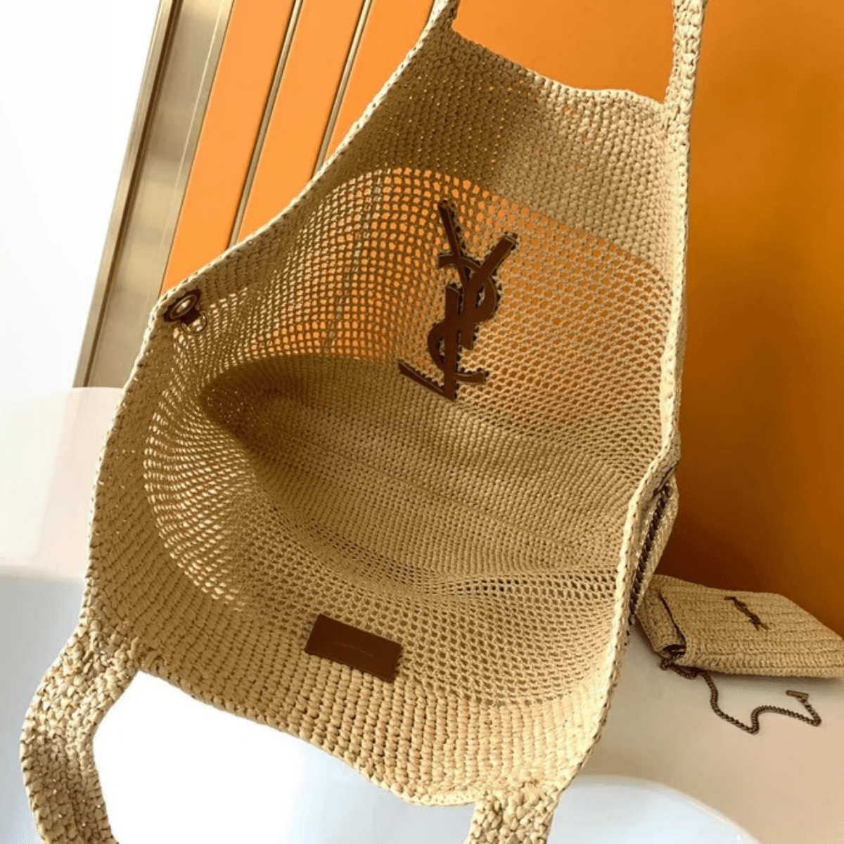 Yves Saint Laurent Icare Raffia Bag