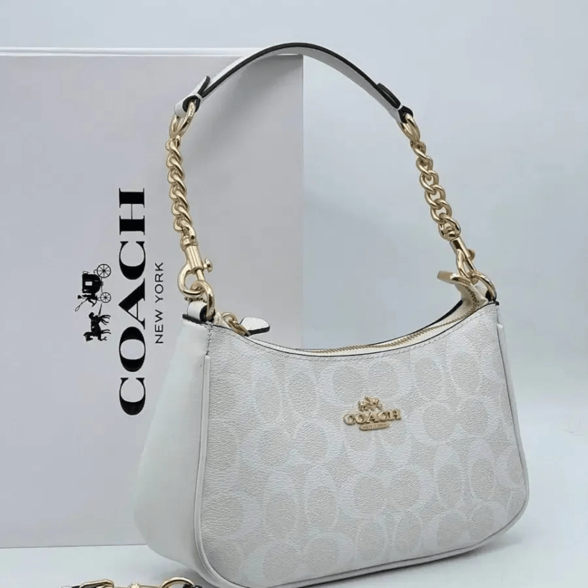 Coach – Set: Lockup Leather Slide Sandal & Teri Signature Canvas Bag