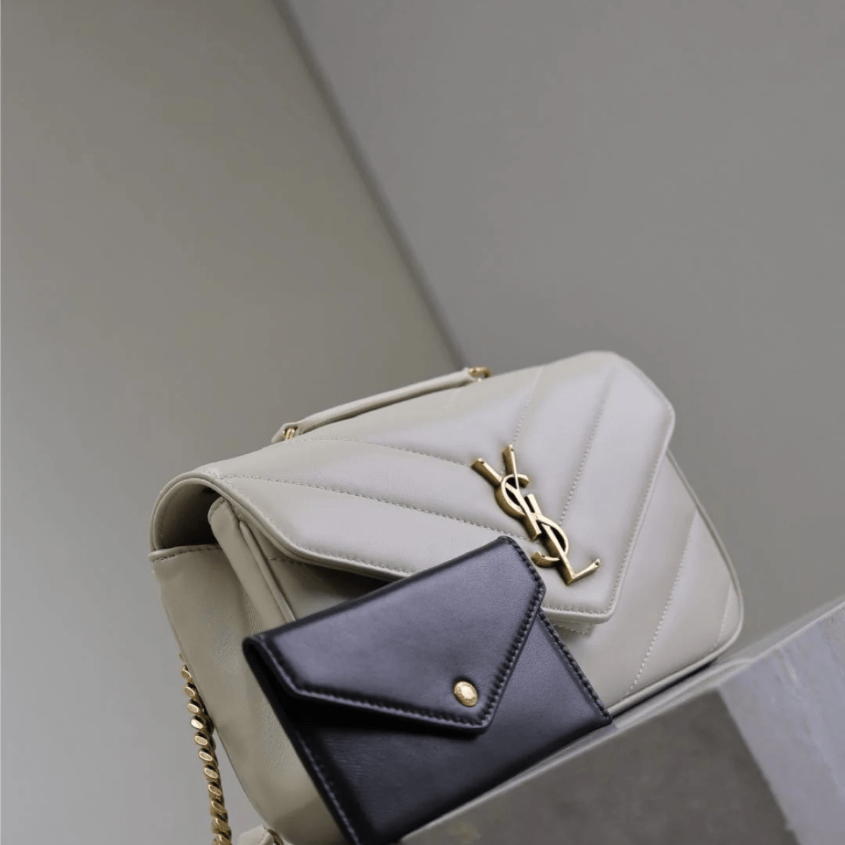 Saint Laurent Loulou Small Matelassé Lambskin Bag in White