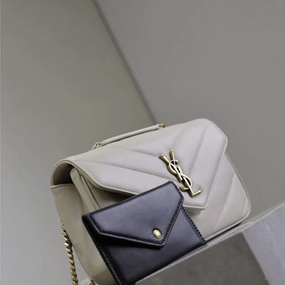 Saint Laurent Loulou Small Matelassé Lambskin Bag in White