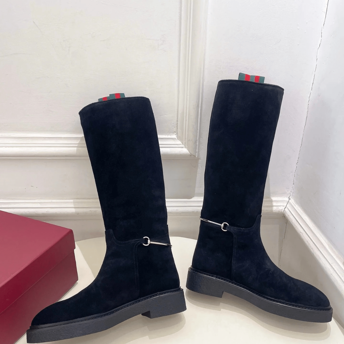Gucci High Boots In Black Suede
