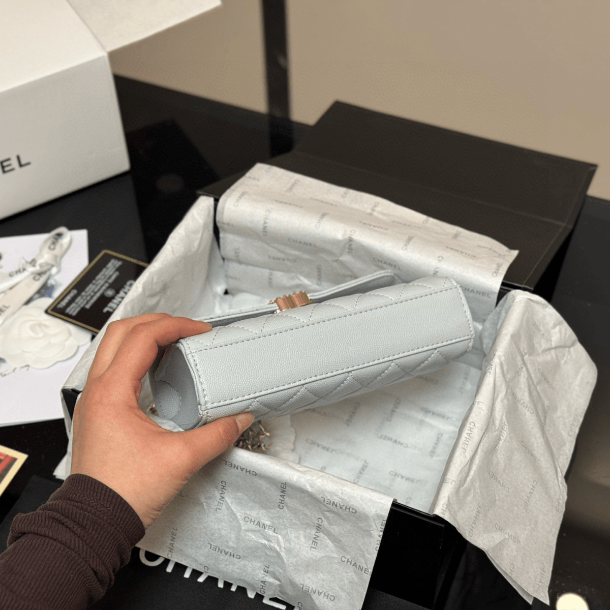 Chanel Classic Flap Bag – Ice Grey