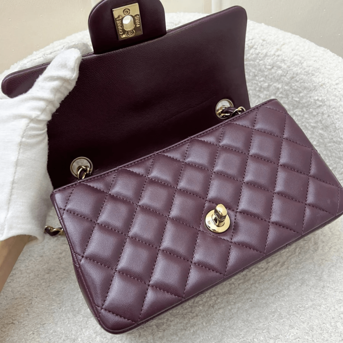 Chanel Mini Single Flap Wine