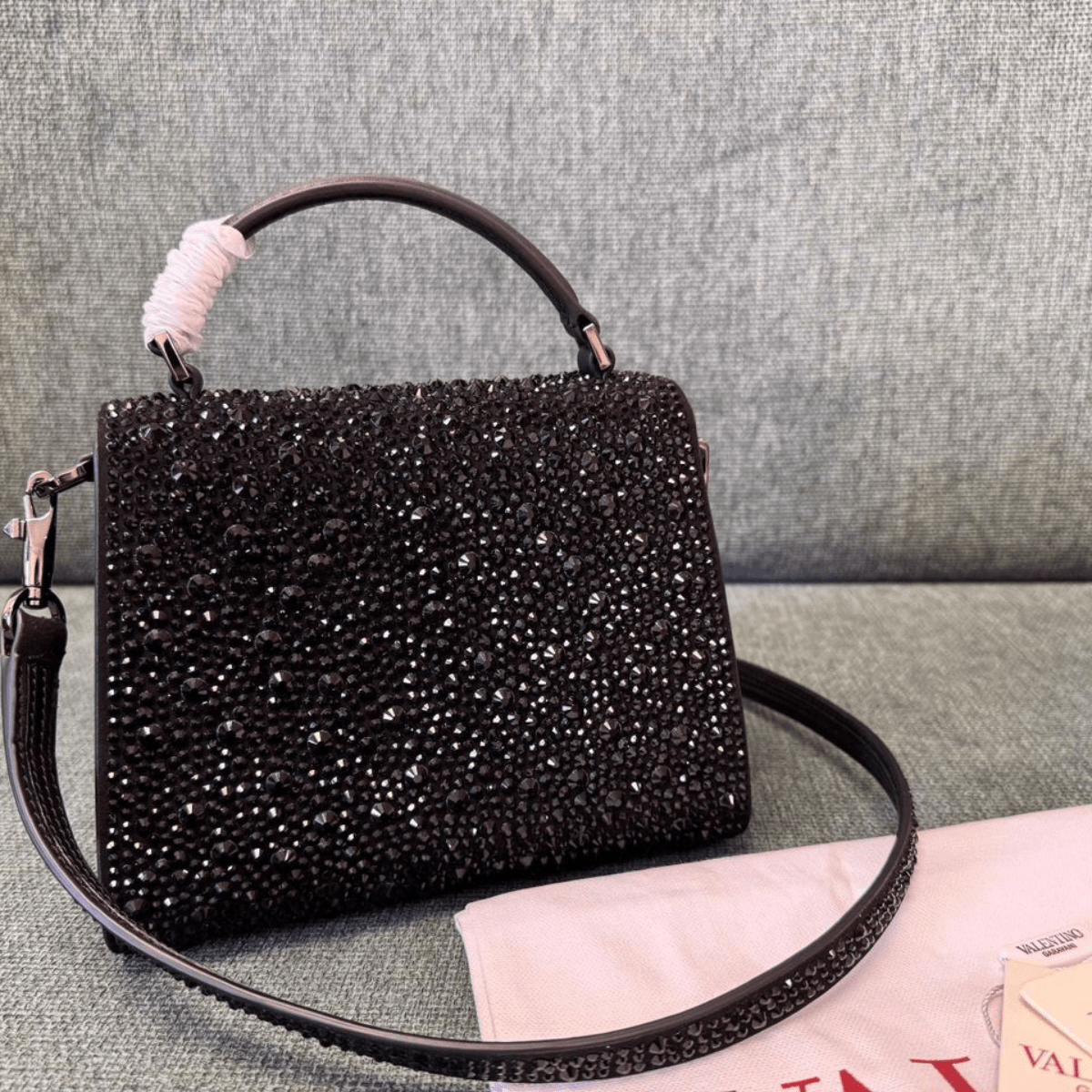 Valentino Garavani – VSLING Mini Bag with Crystals in Black