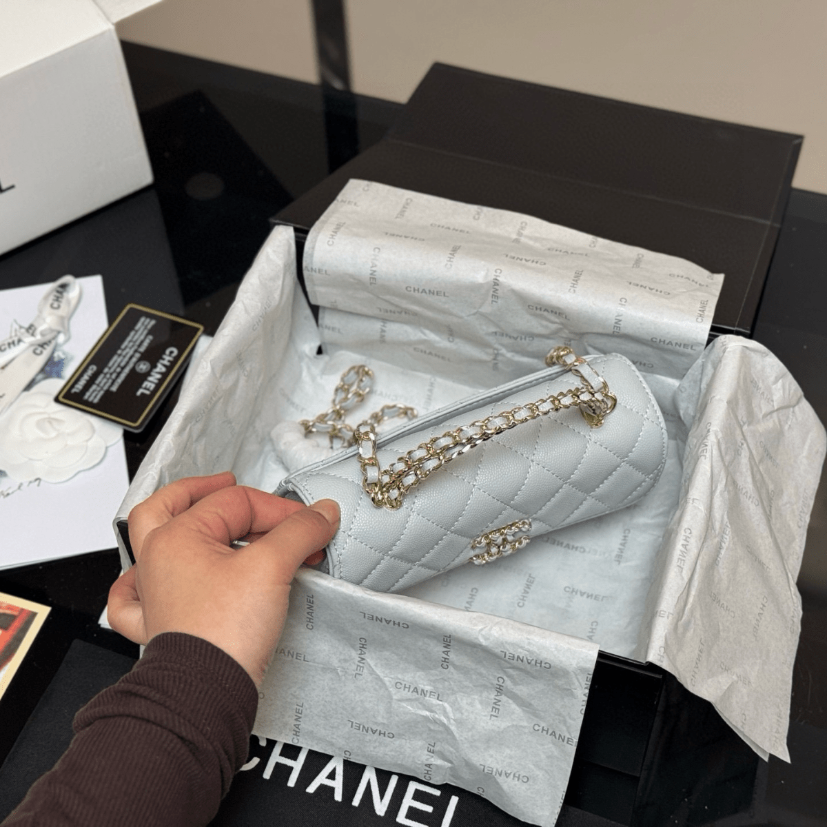 Chanel Classic Flap Bag – Ice Grey