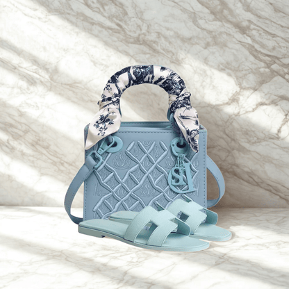 Hermès Oran Hellblau & Dior Lady D-Lite Blue Set