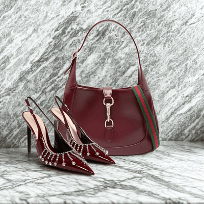 Gucci Jackie 1961 Bordeaux & Guinevere Pumps Set