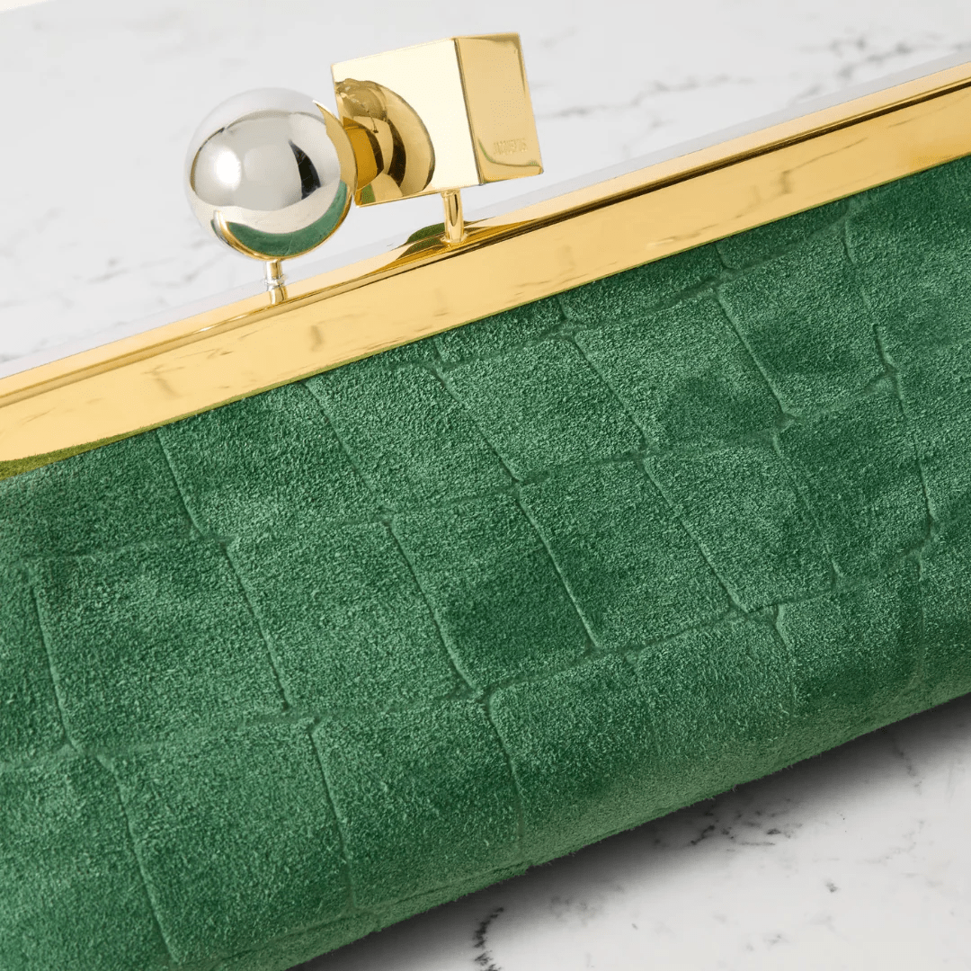 Jacquemus Le Salon Clutch In Suede With Crocodile Effect