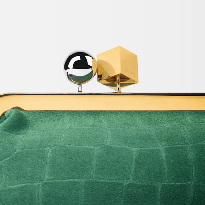 Jacquemus Le Salon Clutch In Suede With Crocodile Effect