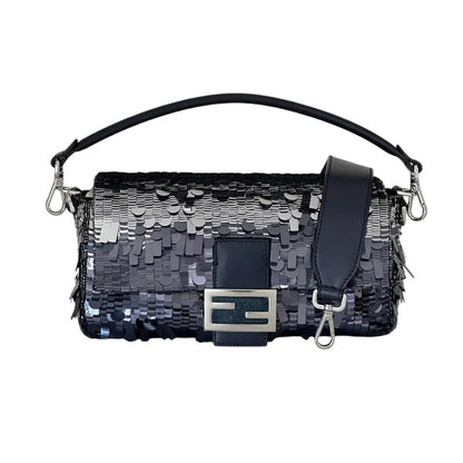 Fendi Baguette Bag in Blue Sequins And Leather