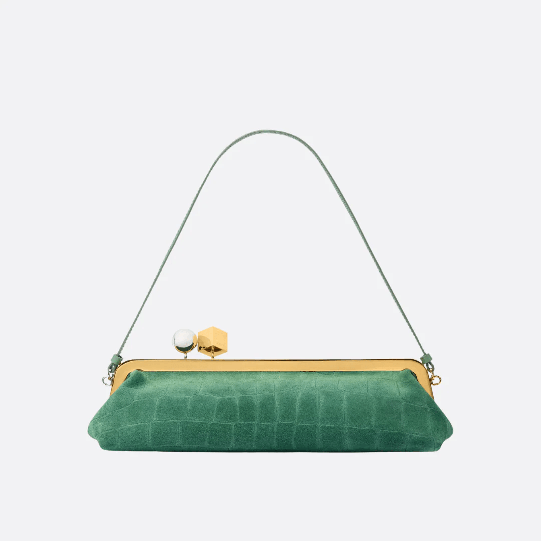 Jacquemus Le Salon Clutch In Suede With Crocodile Effect