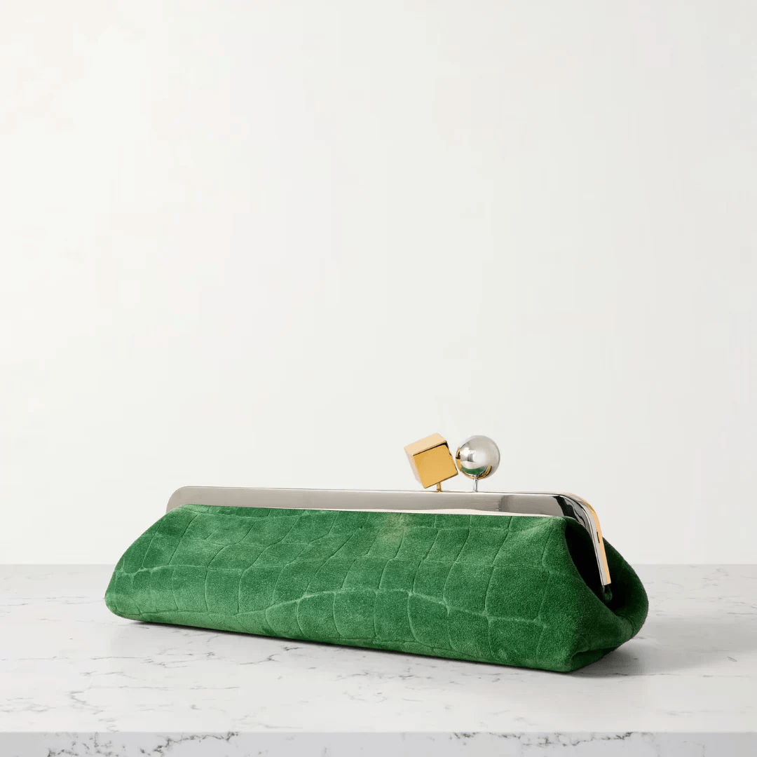Jacquemus Le Salon Clutch In Suede With Crocodile Effect