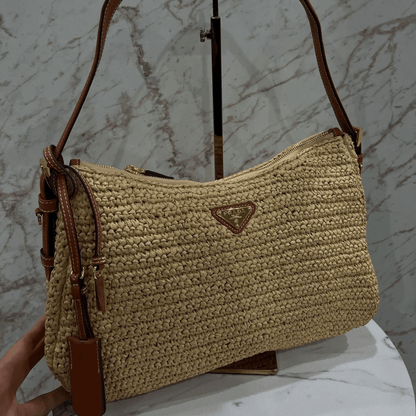 Prada – Aimée bag in crochet look and leather (Large)