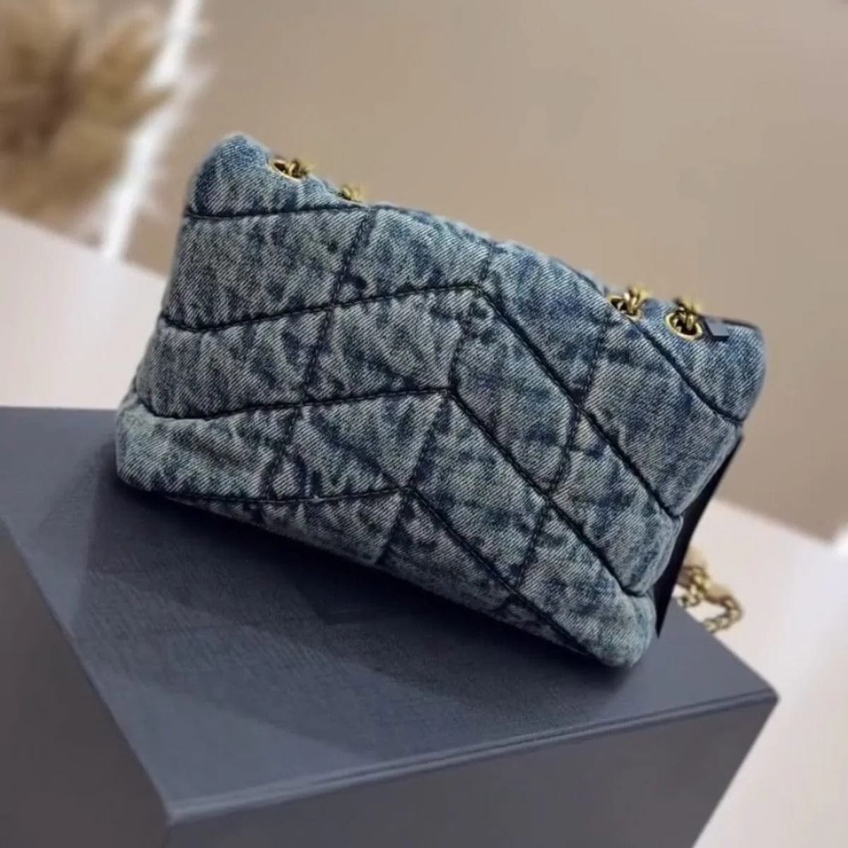 Saint Laurent Loulou Puffer Bag in Quilted Vintage Denim
