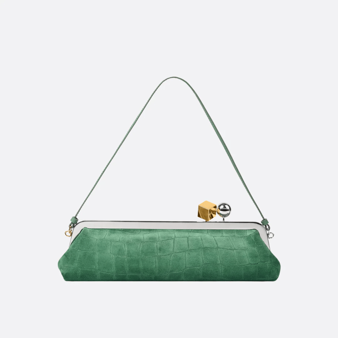 Jacquemus Le Salon Clutch In Suede With Crocodile Effect