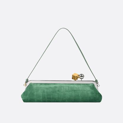 Jacquemus Le Salon Clutch In Suede With Crocodile Effect