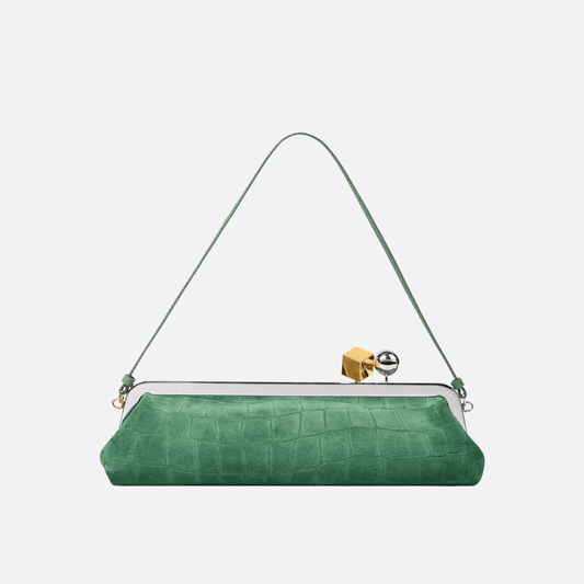 Jacquemus Le Salon Clutch In Suede With Crocodile Effect