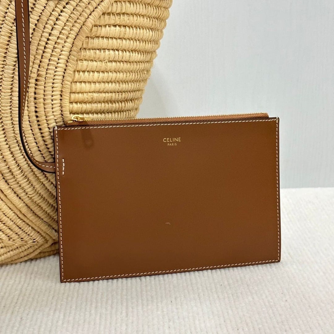 Céline Classic Small Basket with Braided Triomphe in Raffia and Calfskin