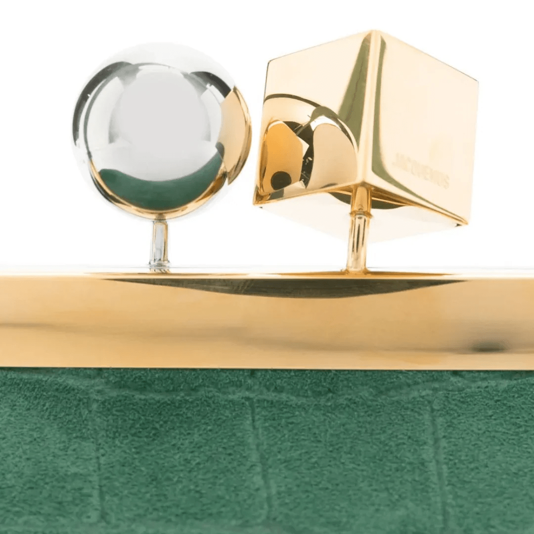 Jacquemus Le Salon Clutch In Suede With Crocodile Effect