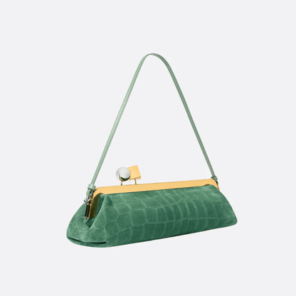 Jacquemus Le Salon Clutch In Suede With Crocodile Effect